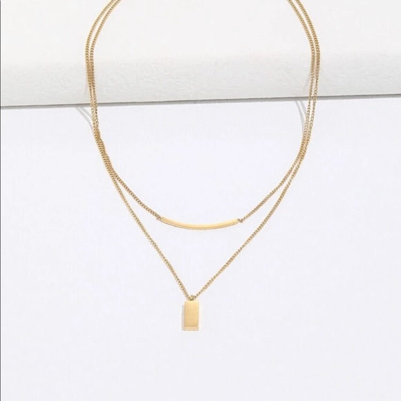 14K Gold Plated Geometric Necklace - Picture 1 of 2